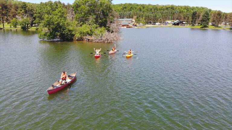 Kayakrs Canoes Waving Different Group