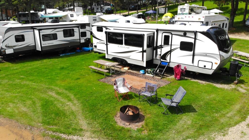 Sites in a grassy area at the resort in Western New York for.